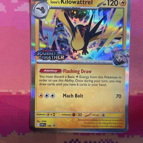 Pokemon Card Iono's Kilowattrel 182 Black Star Promo Journey Together Near Mint