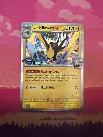 Pokemon Card Iono's Kilowattrel 182 Black Star Promo STAFF Near Mint