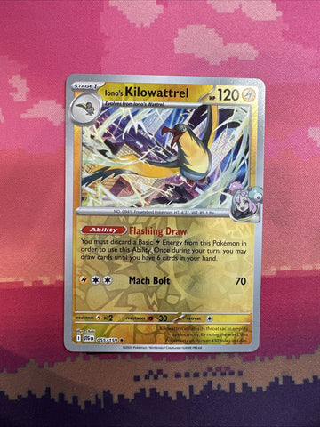 Pokemon Card Iono's Kilowattrel Journey Together Reverse Holo Rare 055/159 NM