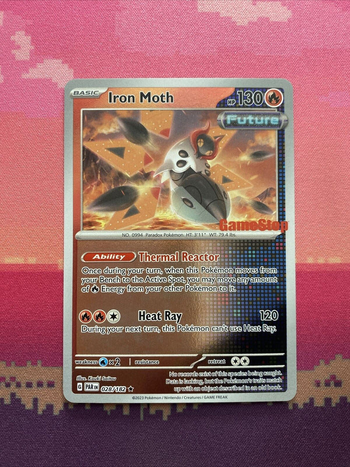Pokemon Card Iron Moth Gamestop Stamp 028/182 Near Mint