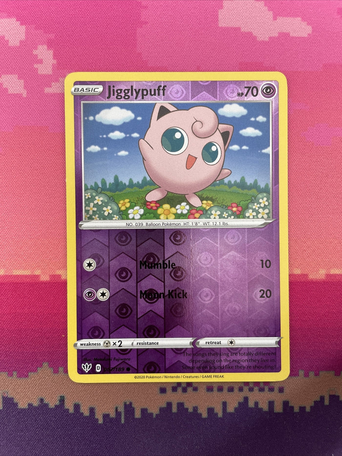 Pokemon Card Jigglypuff Darkness Ablaze Reverse Holo 067/189 Near Mint