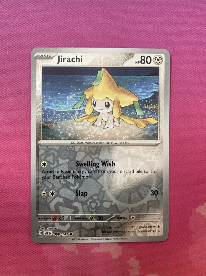 Pokemon Card Jirachi Stellar Crown Reverse Holo 098/142 Near Mint