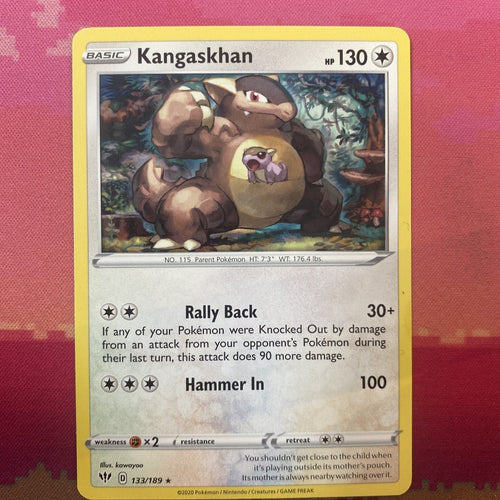Pokemon Card Kangaskhan Darkness Ablaze Rare 133/189 Near Mint