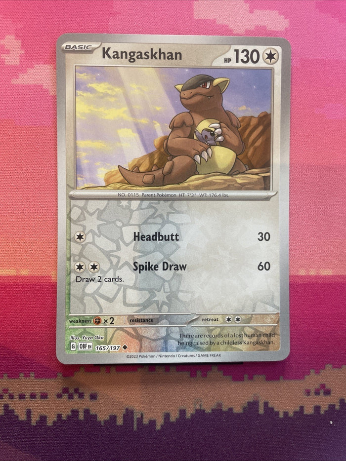Pokemon Card Kangaskhan Obsidian Flames Reverse Holo Uncommon 165/197 Near Mint