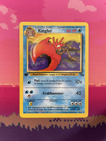 Pokemon Card Kingler Fossil 1st Edition Common 38/62 Near Mint