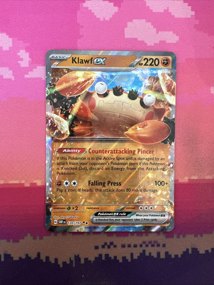 Pokemon Card Klawf ex 120/197 Double Rare Obsidian Flames Near Mint