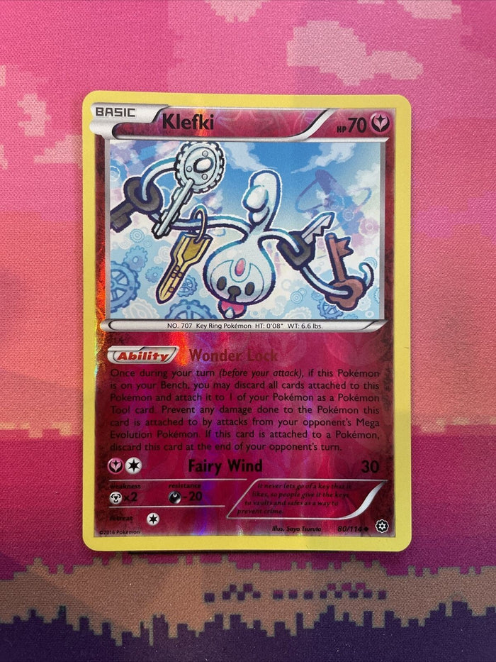Pokemon Card Klefki Steam Siege Reverse Holo 80/114 Near Mint
