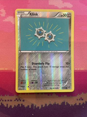 Pokemon Card Klink Steam Siege Reverse Holo Common 71/114 Near Mint