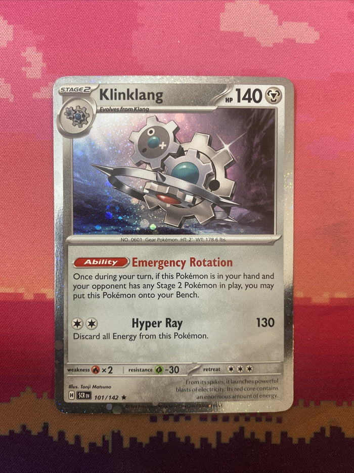 Pokemon Card Klinklang Stellar Crown Cosmo Holo Rare 101/142 NM