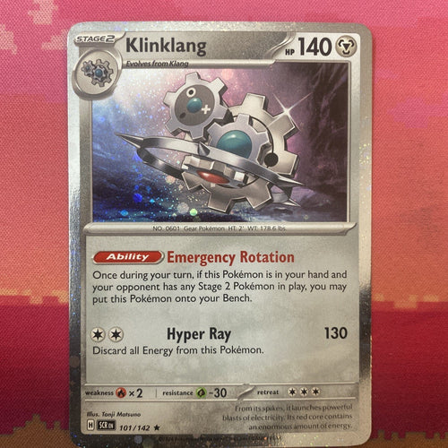 Pokemon Card Klinklang Stellar Crown Cosmo Holo Rare 101/142 NM