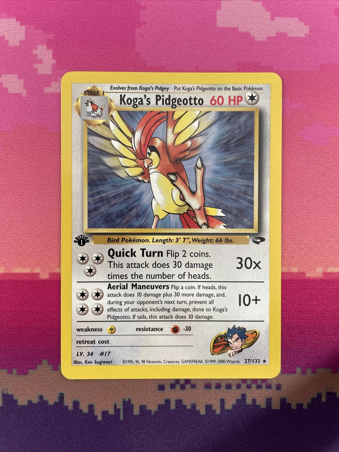 Pokemon Card Koga's Pidgeotto Gym Challenge 1st Edition Rare 27/132 Near Mint