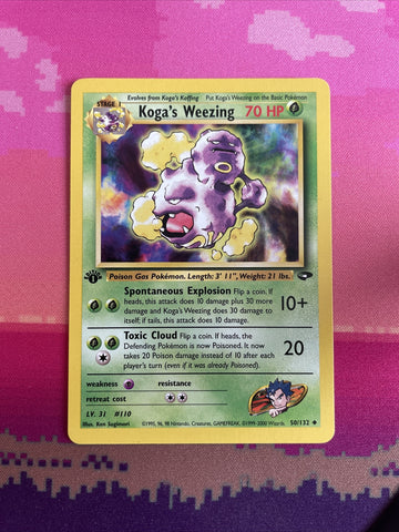 Pokemon Card Koga's Weezing Gym Challenge 1st Edition Uncommon 50/132 Near Mint