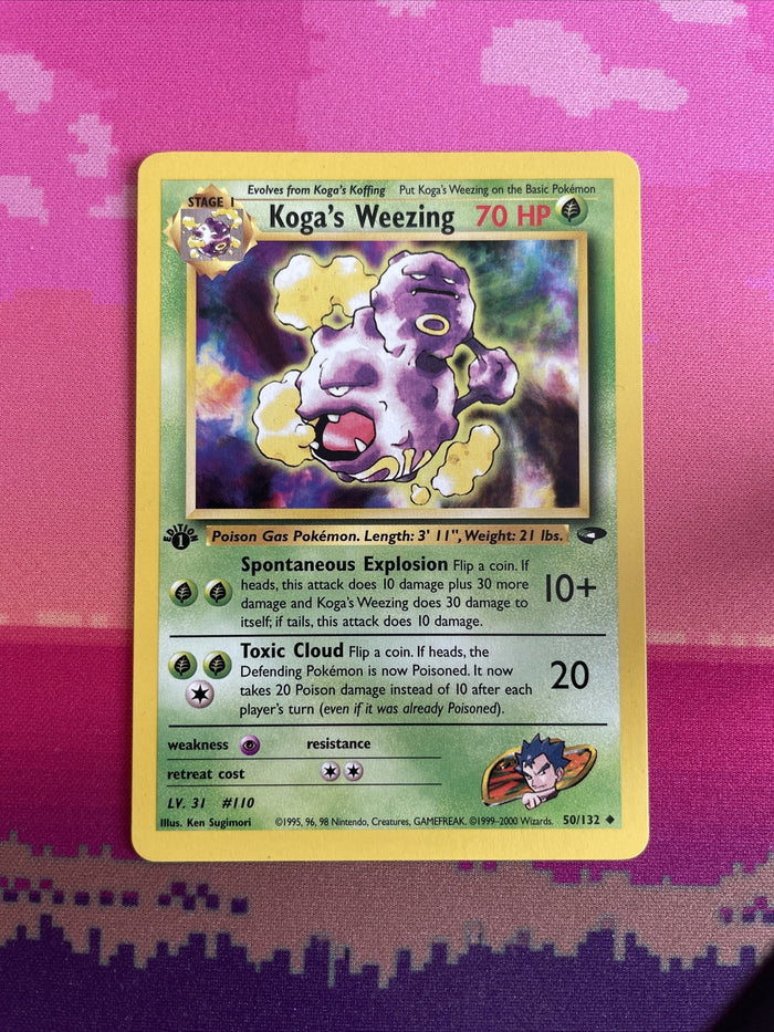 Pokemon Card Koga's Weezing Gym Challenge 1st Edition Uncommon 50/132 Near Mint
