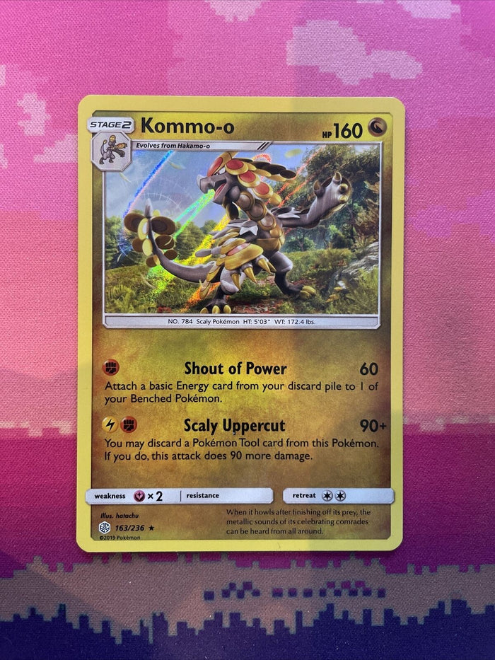 Pokemon Card Kommo-o Cosmic Eclipse Holo Rare 163/236 Near Mint