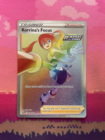 Pokemon Card Korrina's Focus 174/163 Secret Rare Battle Styles Near Mint