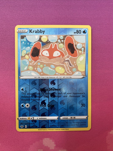 Pokemon Card Krabby Sword & Shield Reverse Holo 042/202 Near Mint
