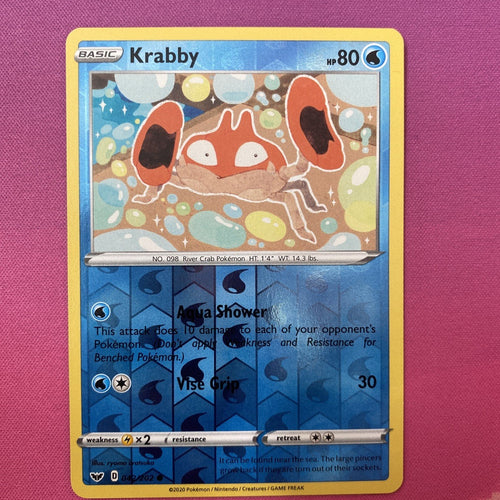Pokemon Card Krabby Sword & Shield Reverse Holo 042/202 Near Mint