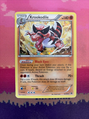 Pokemon Card Krookodile Emerging Powers Cracked Ice Holo Rare 62/98 Near Mint