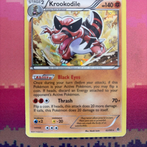 Pokemon Card Krookodile Emerging Powers Cracked Ice Holo Rare 62/98 Near Mint