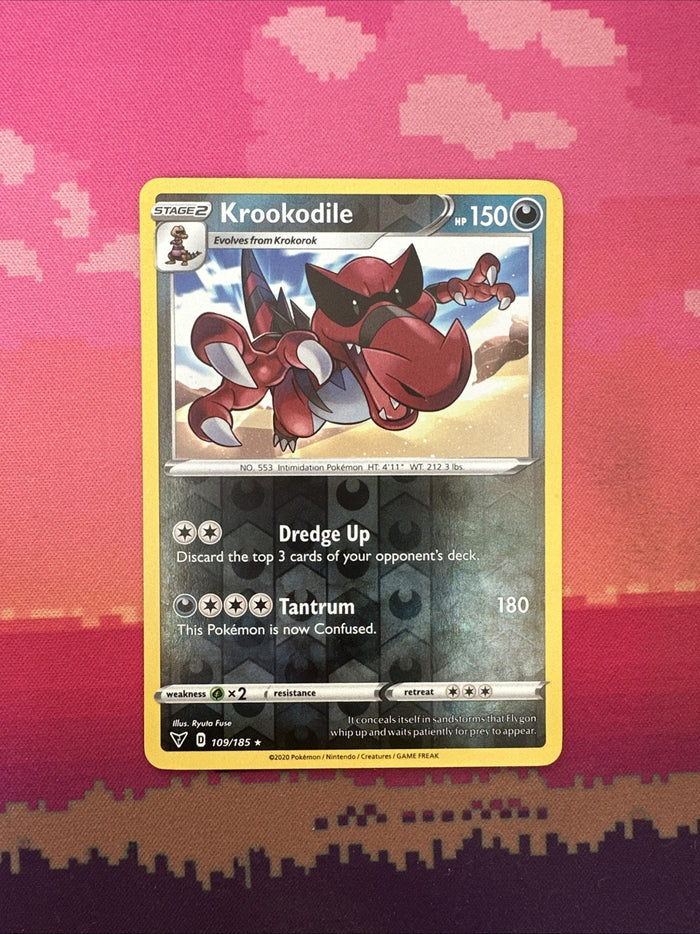 Pokemon Card Krookodile Vivid Voltage Reverse Holo Rare 109/185 Near Mint