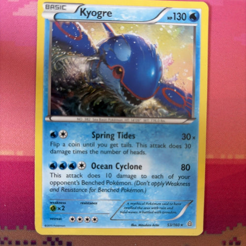Pokemon Card Kyogre Primal Clash Cracked Ice Holo 53/160 Near Mint