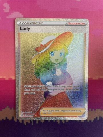 Pokemon Card Lady 208/196 Secret Rainbow Rare Lost Origin Near Mint