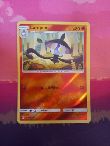 Pokemon card Lampent 12/145 Reverse Holo Guardians Rising Near Mint