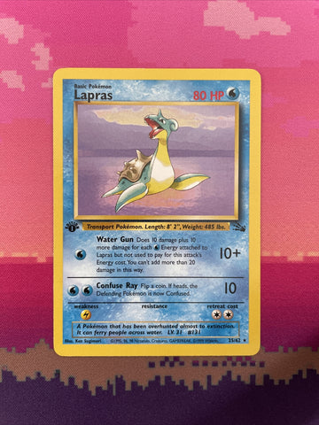 Pokemon Card Lapras Fossil 1st Edition Rare 25/62 Near Mint