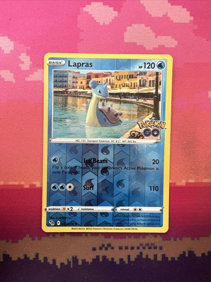 Pokemon Card Lapras Pokemon Go Reverse Holo Rare 023/078 Near Mint
