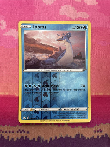 Pokemon Card Lapras Sword & Shield Reverse Holo Rare 048/202 Near Mint