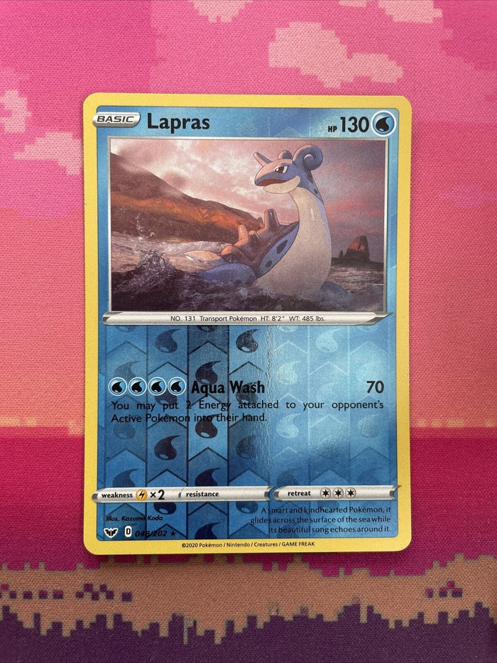 Pokemon Card Lapras Sword & Shield Reverse Holo Rare 048/202 Near Mint
