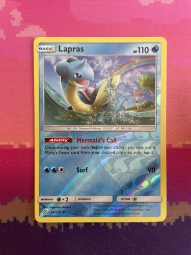 Pokemon Card Lapras Unified Minds Reverse Holo Uncommon 36/236 Near Mint