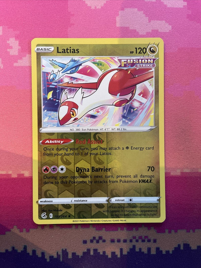 Pokemon Card Latias Fusion Strike Reverse Holo Rare 193/264 Near Mint