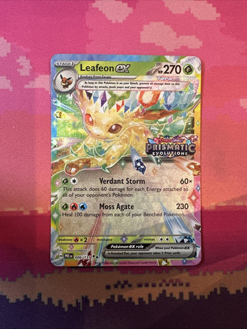 Pokemon Card Leafeon ex 006/131 Prismatic Evolutions STAMPED Near Mint