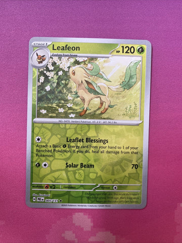Pokemon Card Leafeon Prismatic Evolutions Reverse Holo Rare 005/131 Near Mint