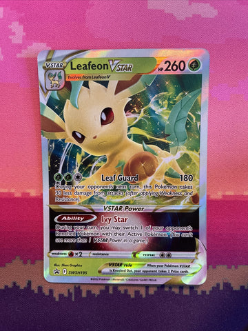 Pokemon Card Leafeon VSTAR SWSH195 Black Star Promo Full Art Near Mint
