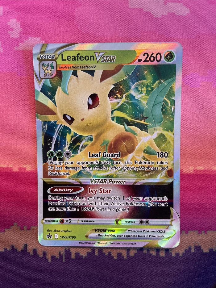 Pokemon Card Leafeon VSTAR SWSH195 Black Star Promo Full Art Near Mint