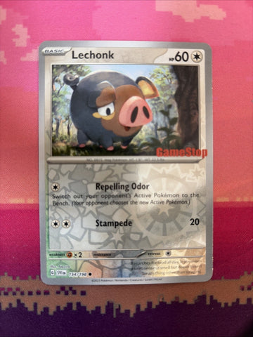 Pokemon Card Lechonk GameStop Reverse Holo 154/198 Near Mint
