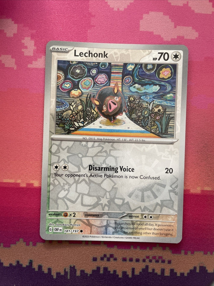 Pokemon Card Lechonk Obsidian Flames Reverse Holo 181/197 Near Mint