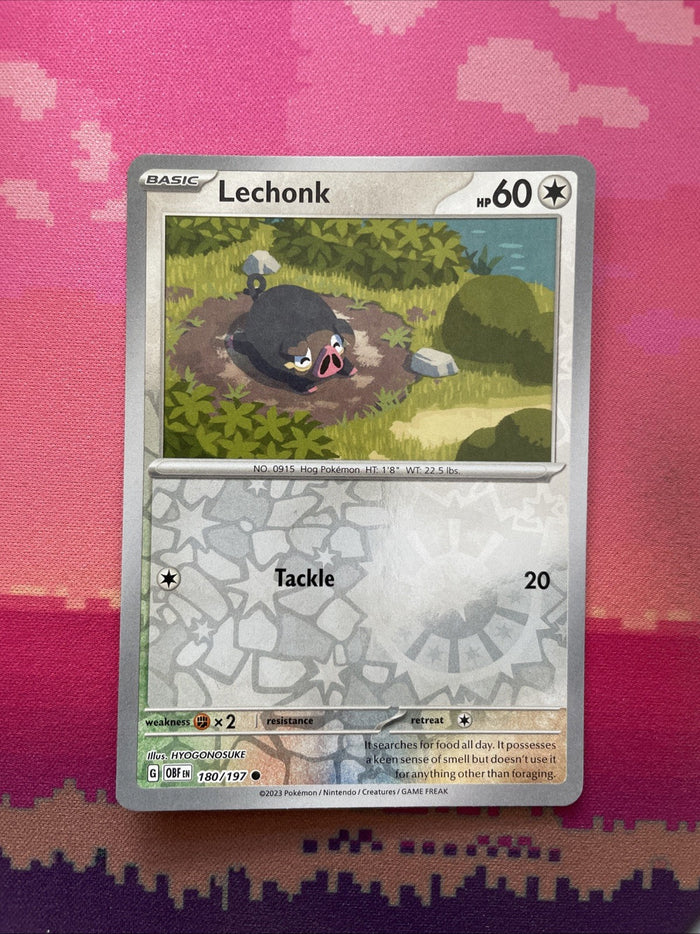 Pokemon Card Lechonk Obsidian Flames Reverse Holo 180/197 Near Mint