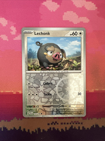 Pokemon Card Lechonk Scarlet & Violet 155/198 Reverse Holo Near Mint