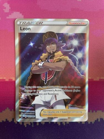 Pokemon Card Leon 182/185 Ultra Rare Full Art Vivid Voltage Near Mint