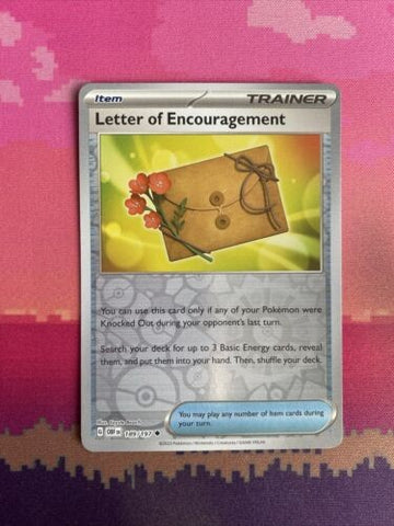 Pokemon Card Letter Of Encouragement Obsidian Flames Reverse Holo 189/197 NM
