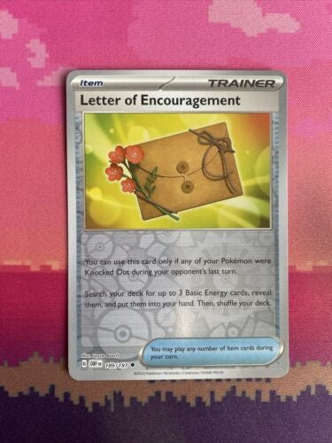 Pokemon Card Letter Of Encouragement Obsidian Flames Reverse Holo 189/197 NM