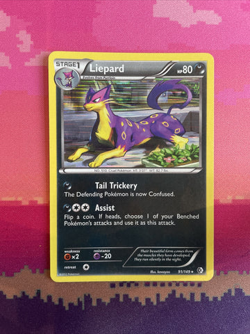 Pokemon Card Liepard Boundaries Crossed Holo Rare 91/149 Near Mint