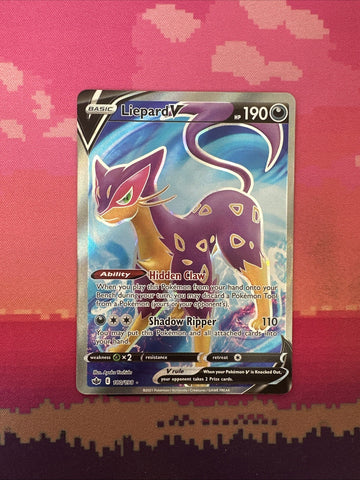 Pokemon Card Liepard V 180/198 Ultra Rare Chilling Reign Near Mint