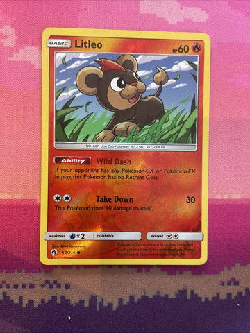 Pokemon Card Litleo Lost Thunder Reverse Holo Common 50/214 Near Mint