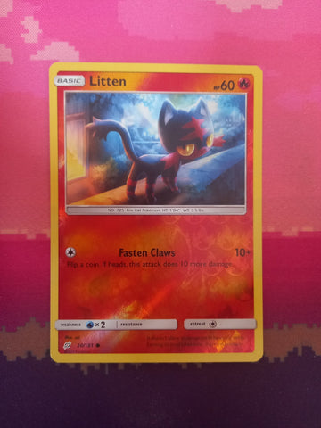 Pokemon Card Litten 20/181 Reverse Holo Team Up Near Mint