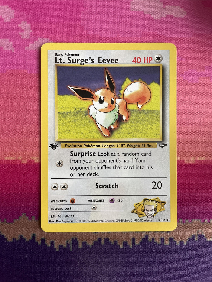 Pokemon Card Lt Surge's Eevee Gym Challenge 1st Edition Uncommon 51/132 NM