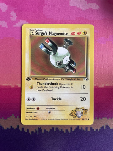 Pokemon Card Lt Surge's Magnemite Gym Heroes 1st Edition 80/132 Near Mint